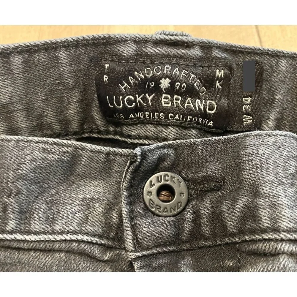 Lucky Brand 221 Mens Original Straight Fit Cropped Jeans 34x28 Black AN EXC - Picture 5 of 12